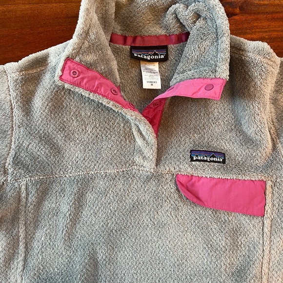 Patagonia Womens Gray Quarter Snap Pullover Fleece Pockets Sz M - Picture 2 of 9